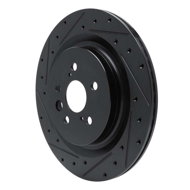 Lexus RX350 Brake Rotor (1) - Rear Left - R1 Concepts - Drilled & Slotted - Black - `20-`25